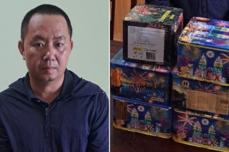 Nghệ An: Bắt giữ phụ xe khách cất giấu 10kg pháo hoa trên xe