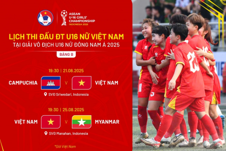Giải U16 Đông Nam Á 2025: Mở màn bảng B, U16 nữ Việt Nam đối đầu U16 nữ Campuchia