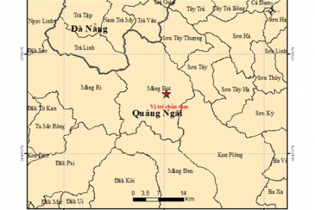 Động đất ở Quảng Ngãi gây rung lắc diện rộng