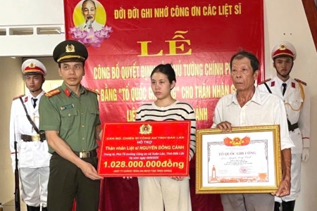 Đắk Lắk: Trao bằng “Tổ quốc ghi công” đối với liệt sĩ Nguyễn Đông Cánh