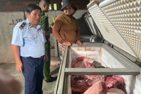 Quảng Ngãi tạm giữ trên 1.000 kg thịt lợn không rõ nguồn gốc