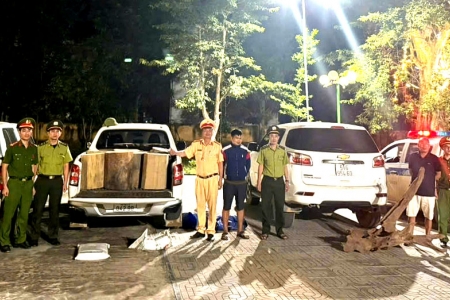Công an Thanh Hóa tuần tra, phát hiện xe ô tô chở gỗ không rõ nguồn gốc