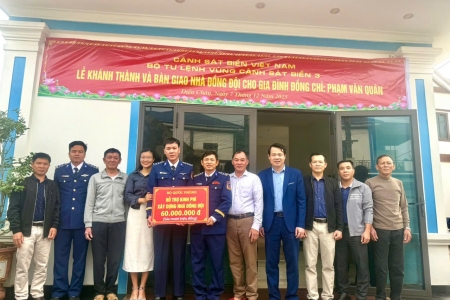 Vùng Cảnh sát biển 3 tổ chức bàn giao "Nhà đồng đội" tặng quân nhân có hoàn cảnh khó khăn về nhà ở