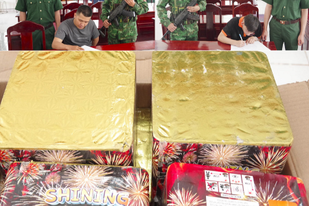 BĐBP Đồng Nai bắt giữ 2 thanh niên vận chuyển 64kg pháo hoa nổ qua biên giới