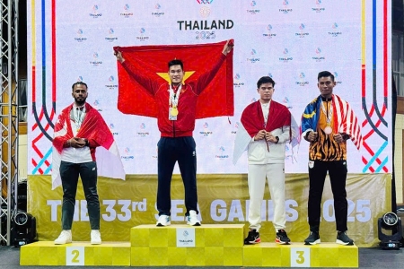 Võ sĩ Nguyễn Duy Tuyến (Bắc Ninh) giành Huy chương Vàng Pencak Silat hạng 85 - 90 kg tại SEA Games 33