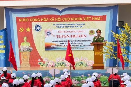 Công an phường Lê Đại Hành tuyên truyền pháp luật, phòng chống ma túy học đường tại Trường Tiểu học An Lạc