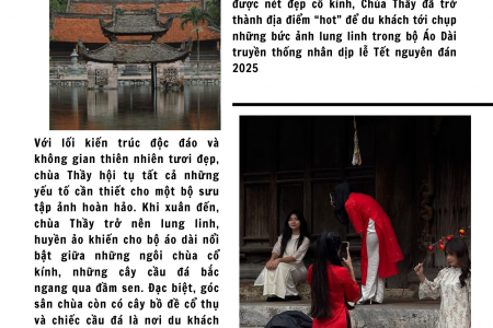 Du xuân chùa Thầy, lưu giữ khoảnh khắc áo dài rực rỡ ngày Tết