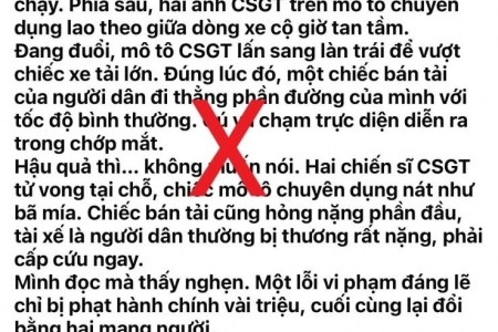 Xác minh, làm rõ chủ tài khoản và nguồn phát tán thông tin sai sự thật về lực lượng Cảnh sát giao thông