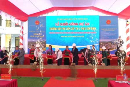 Thanh Hóa khởi công đồng loạt 10 trường phổ thông nội trú liên cấp tại các xã biên giới