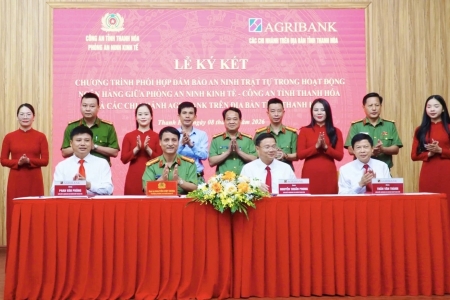 Thanh Hóa: Các Chi nhánh Agribank và lực lượng Công an ký kết chương trình phối hợp đảm bảo an ninh trật tự