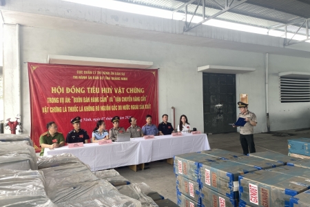 Quảng Ninh tiêu hủy 15.396 cây thuốc lá điếu là tang vật vụ án