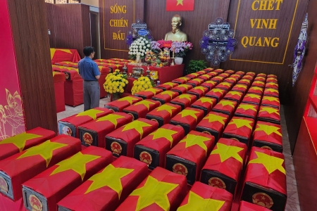Tiếp tục quy tập thêm 14 bộ hài cốt liệt sĩ tại Công viên Lê Thị Riêng