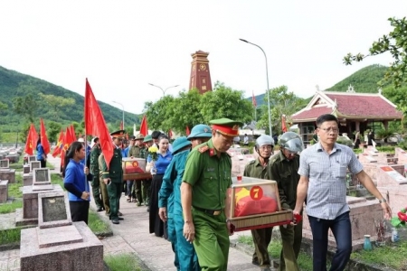 Hà Tĩnh truy điệu, an táng 8 hài cốt liệt sĩ tại Nghĩa trang Liệt sĩ xã Can Lộc
