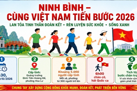 Ninh Bình tổ chức hoạt động “Cùng Việt Nam tiến bước” năm 2026