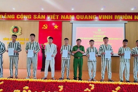 22 phạm nhân ở Nghệ An được giảm án dịp Quốc khánh 2/9