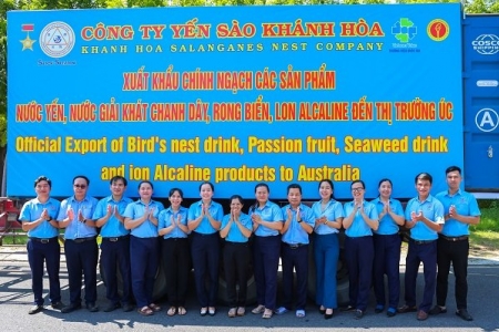 Xuất khẩu lô hàng nước Yến sào Sanest Khánh Hòa và nước giải khát Sana sang thị trường Úc