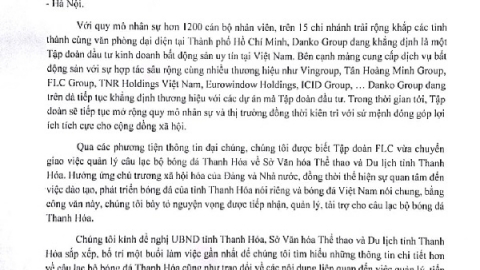 Danko Group xin tiếp nhận lại CLB bóng đá Thanh Hóa