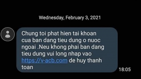 Cảnh giác với tin nhắn giả mạo ngân hàng chiếm đoạt tiền trong tài khoản