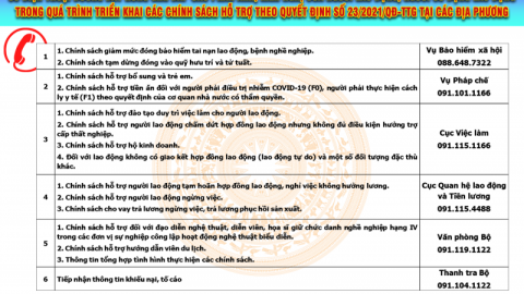 Công bố 6 số điện thoại đường dây nóng giải đáp phản ánh, kiến nghị của người lao động, doanh nghiệp
