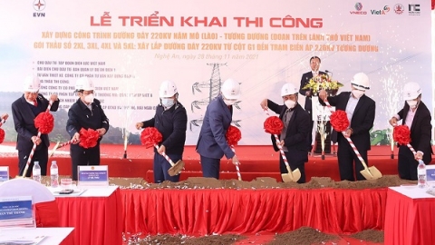 EVN triển khai thi công xây dựng công trình đường dây 220kV Nậm Mô - Tương Dương