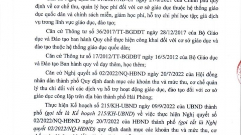 Hải Phòng ban hành hướng dẫn Liên Sở thực hiện thu, chi các dịch vụ hỗ trợ hoạt động giáo dục khối công lập năm học 2022-2023