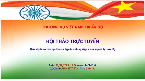 Mời tham dự Webinar về thành lập doanh nghiệp tại Ấn Độ
