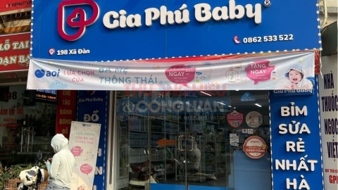Hệ thống mẹ và bé Gia Phú Baby: Bày bán hàng hoá nước ngoài không có tem nhãn phụ Tiếng Việt