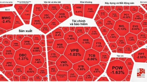 Chứng khoán "lao dốc", cắt đứt chuỗi tăng 7 phiên