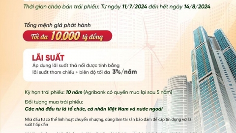 Agribank phát hành 10.000 tỷ đồng trái phiếu ra công chúng năm 2024