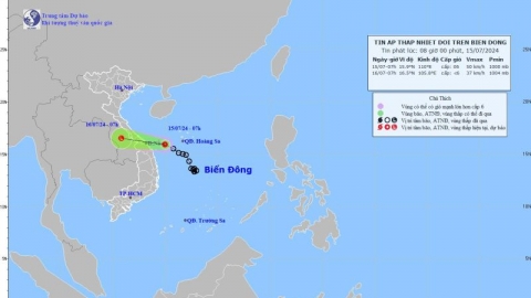 Ngày 16/7, áp thấp nhiệt đới sẽ suy yếu