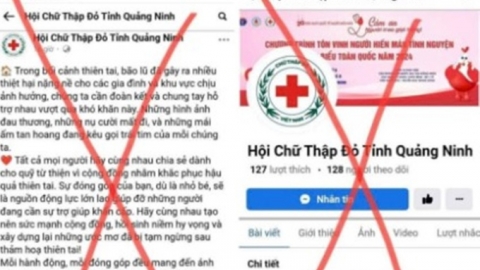 Cảnh báo tình trạng giả fanpage Hội Chữ thập đỏ Quảng Ninh kêu gọi chuyển khoản