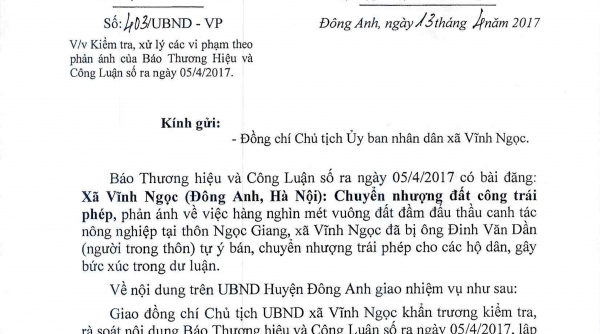 Thông tin về bài Xã Vĩnh Ngọc (Đông Anh, Hà Nội): Chuyển nhượng đất công trái phép
