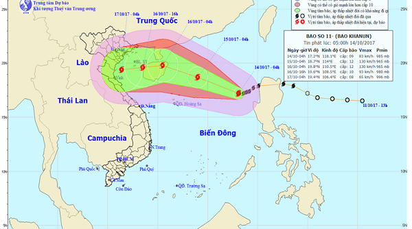 Bão Khanundi di chuyển chậm và tiếp tục mạnh lên