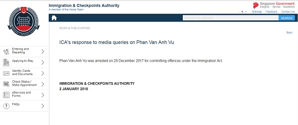 ICA xác nhận đã bắt một người tên Phan Van Anh Vu
