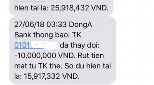 85 triệu đồng trong tài khoản ATM DongABank bị trộm lúc nửa đêm