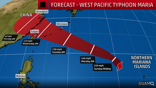 Siêu bão mạnh lên 5 cấp trong 24 giờ đe dọa châu Á
