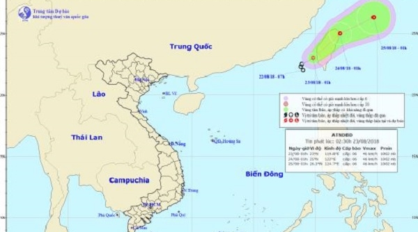 Xuất hiện áp thấp nhiệt đới trên biển Đông, cách đảo Đài Loan 30km
