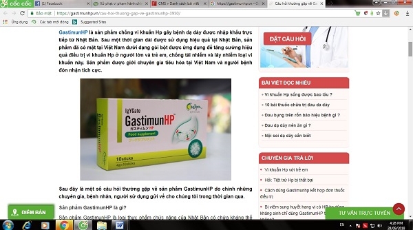 Quảng cáo sản phẩm GastimunHP sai quy định, Công ty Dược phẩm Đông Đô bị phạt 75 triệu