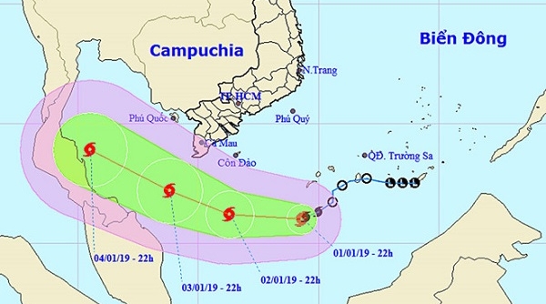 Cơn bão số 1 (Pabuk) di chuyển theo hướng Tây Tây Bắc