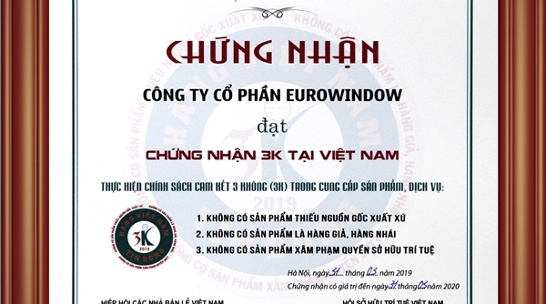 Eurowindow được vinh danh tại Lễ trao chứng nhận Hàng Việt Nam tin dùng 2019