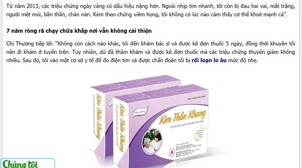 TPCN Kim Thần Khang “thổi phồng” công dụng, có khả năng chữa bệnh?