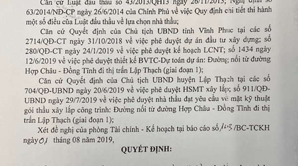 Dự án đường Hợp Châu - Đồng Tĩnh, Lập Thạch (Vĩnh Phúc): Cần làm rõ năng lực của nhà thầu?