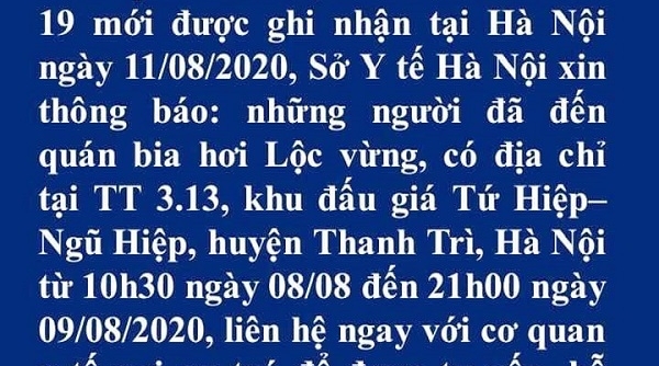 Hà Nội thông báo khẩn tìm người đến quán bia hơi Lộc Vừng