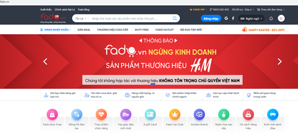 Sàn thương mại điện tử Fado.vn ngừng kinh doanh H&M vô thời hạn