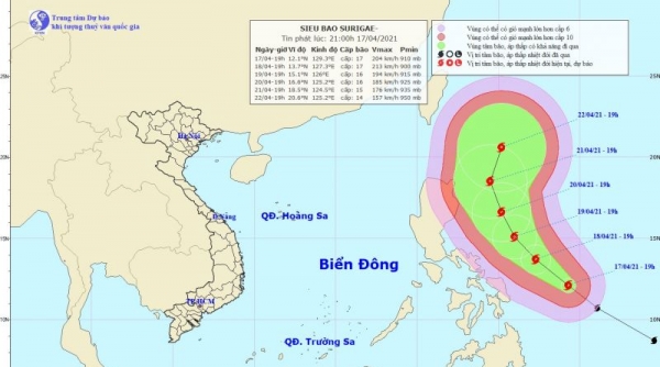 Sẵn sàng các biện pháp ứng phó với siêu bão Surigae