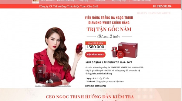 Viên dưỡng da Diamond White quảng cáo công dụng, có khả năng “trị tận gốc nám, phòng ngừa ung thư da”?