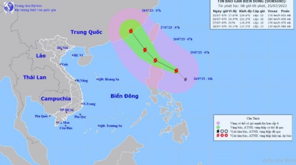 Bão Doksuri gió giật trên cấp 17 đang hướng về Biển Đông