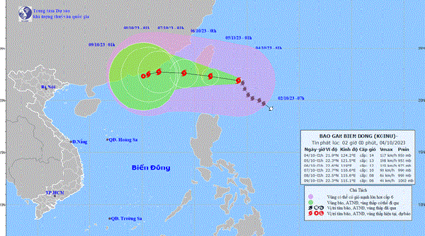 Bão Koinu giật cấp 17 đang hướng vào Biển Đông