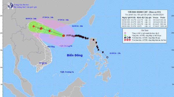 Bão số 3 vẫn giữ nguyên cấp độ siêu bão, cách Quảng Ninh 620 km, gió giật cấp 16