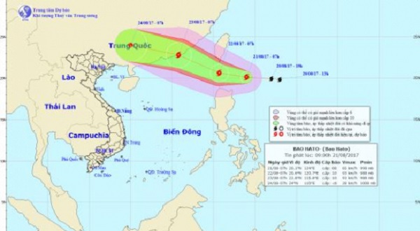 Bão Hato giật cấp 11 đang áp sát Biển Đông Bão Hato giật cấp 11 đang áp sát Biển Đông